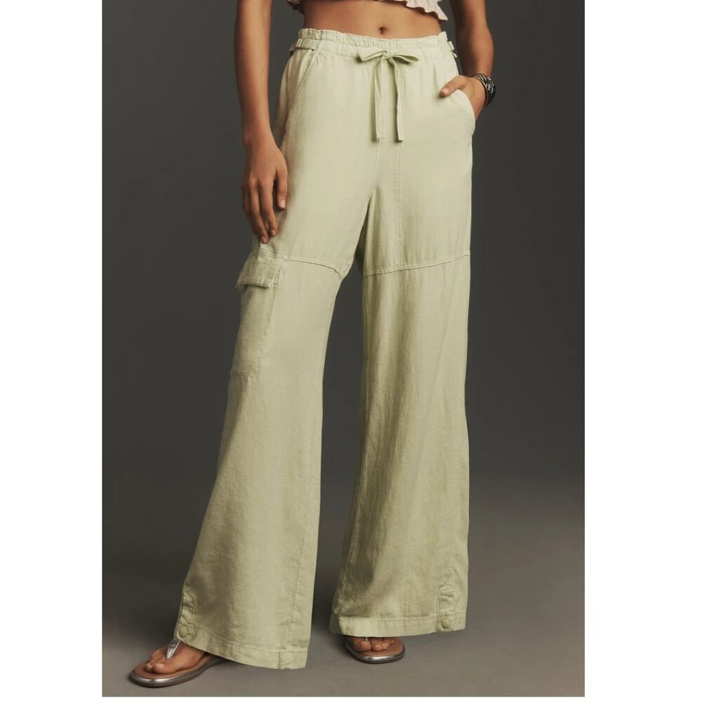 Anthropologie Pilcro 808 Linen Beach Cargo Pants Mint Green Medium